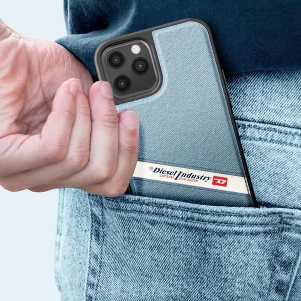 Fodral för iPhone 12 och 12 Pro Anti-fall 1,5 m Denim Denim Coating Diesel Blue