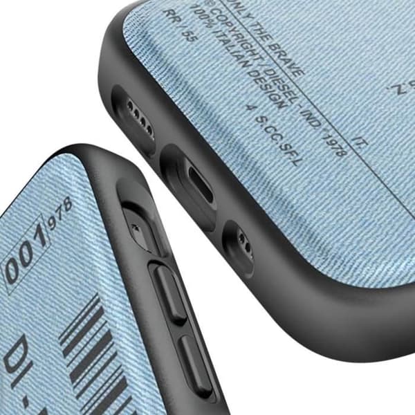 Fodral för iPhone 12 och 12 Pro Anti-fall Denim streckkodstryck Dieselblå