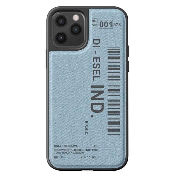 Fodral för iPhone 12 och 12 Pro Anti-fall Denim streckkodstryck Dieselblå