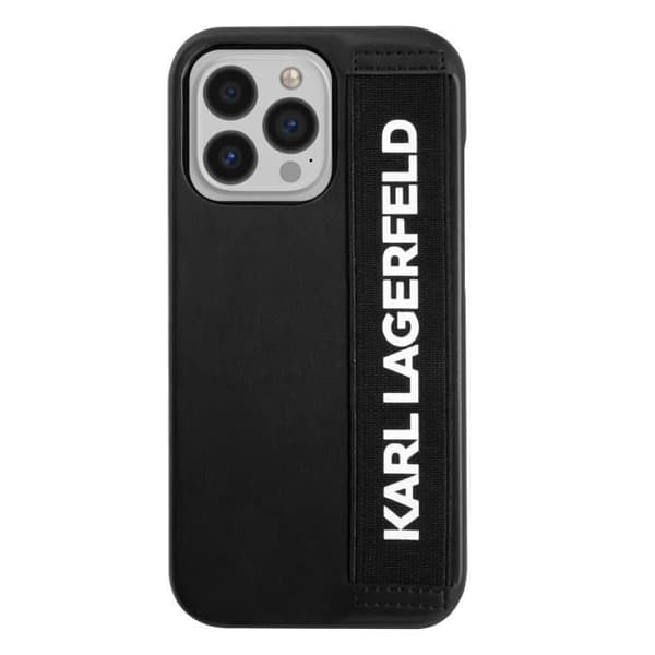 Fodral till iPhone 13 Pro - KARL LAGERFELD - Elastisk rem Svart - Stötsäker