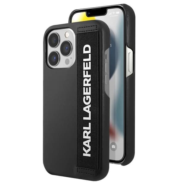 Fodral till iPhone 13 Pro - KARL LAGERFELD - Elastisk rem Svart - Stötsäker