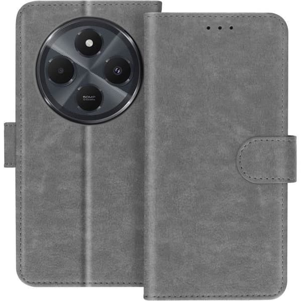 Fodral till Xiaomi Redmi 14C Flip Wallet och videohållare grå