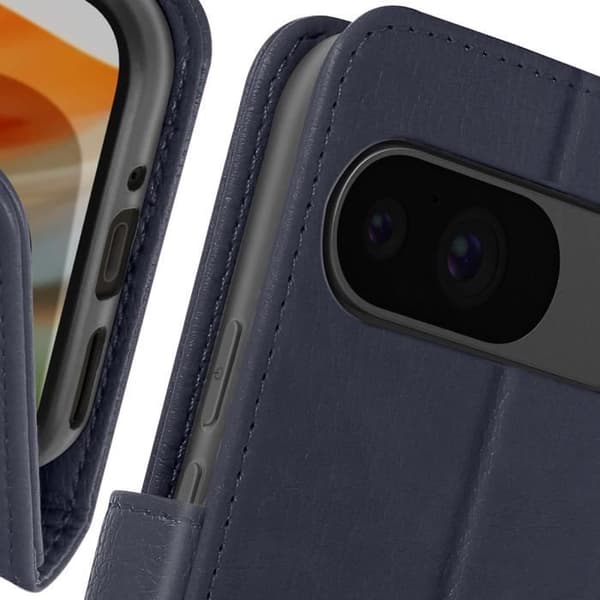 Fodral för Google Pixel 9 och 9 Pro - AVIZAR - Wallet Flip and Video Support - Midnight Blue