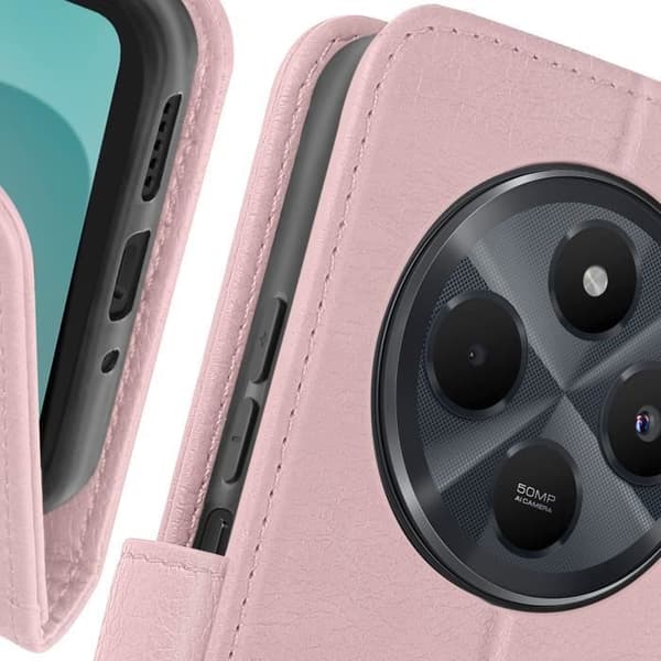 Fodral till Xiaomi Redmi 14C - AVIZAR - Chesterfield - Support för plånbok och video - Rosa