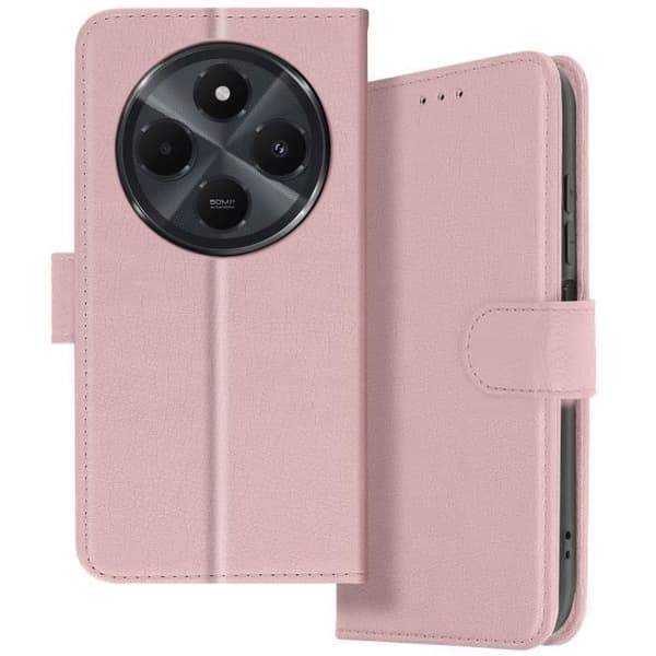 Fodral till Xiaomi Redmi 14C - AVIZAR - Chesterfield - Support för plånbok och video - Rosa