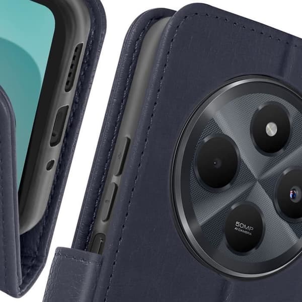 Fodral till Xiaomi Redmi 14C - AVIZAR - Wallet Flip and Video Support - Midnight Blue