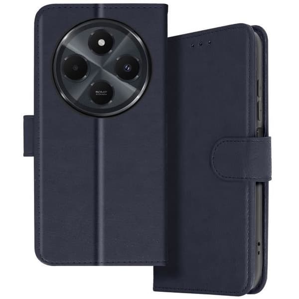 Fodral till Xiaomi Redmi 14C - AVIZAR - Wallet Flip and Video Support - Midnight Blue