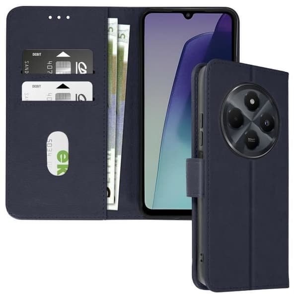 Fodral till Xiaomi Redmi 14C - AVIZAR - Wallet Flip and Video Support - Midnight Blue