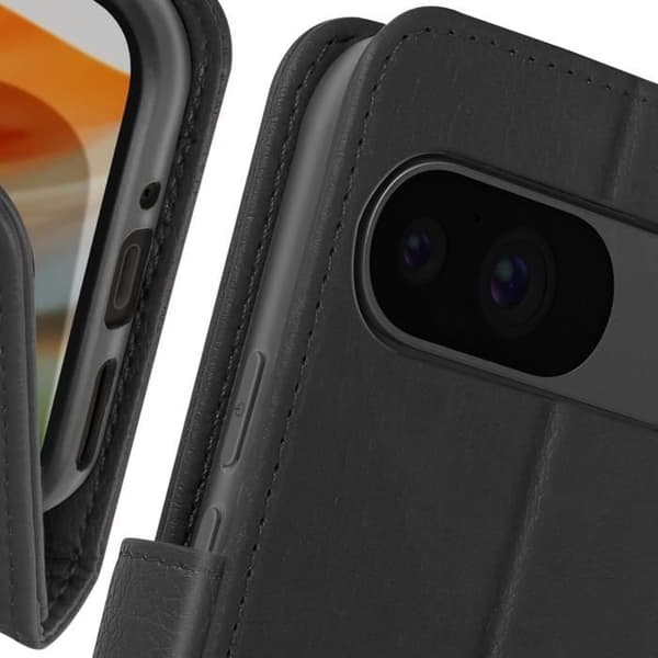 Fodral för Google Pixel 9 och 9 Pro - AVIZAR - Stöd för Wallet Flip och Video - Svart