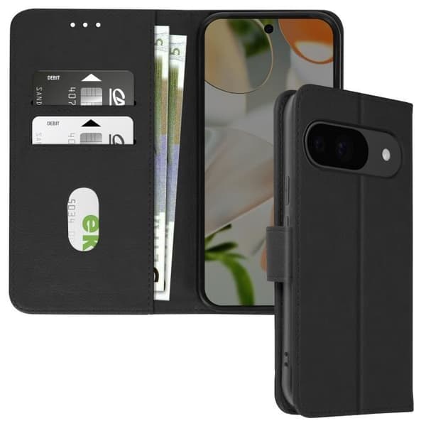 Fodral för Google Pixel 9 och 9 Pro - AVIZAR - Stöd för Wallet Flip och Video - Svart