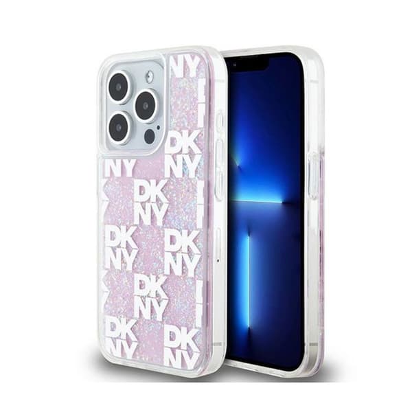 DKNY Liquid Glitter Multilogo - Fodral för iPhone 15 Pro (Rosa)