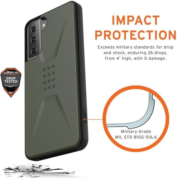 Coque - UAG - Civilian - Samsung Galaxy S21 Plus - Olive Grön - Militär teststandarder för fall