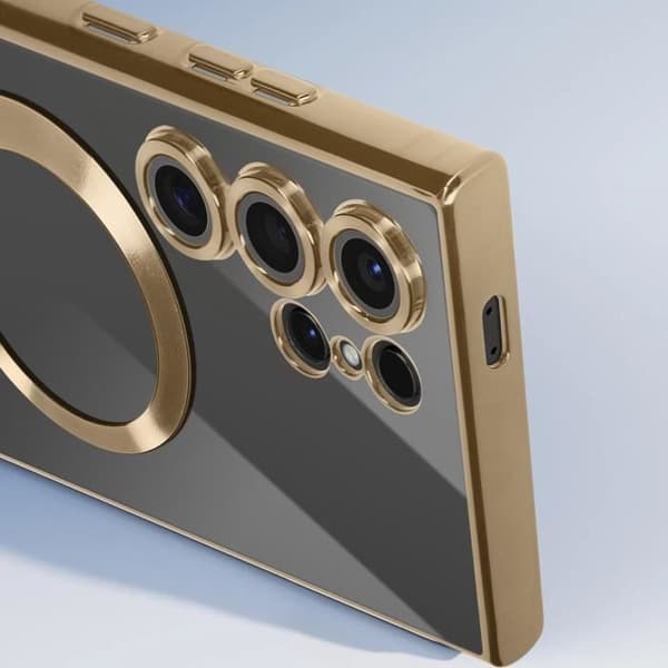 Fodral till Samsung S24 Ultra - AVIZAR - MagSafe - Silikon - Guld krom kontur