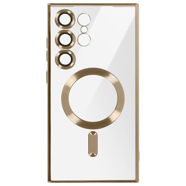 Fodral till Samsung S24 Ultra - AVIZAR - MagSafe - Silikon - Guld krom kontur