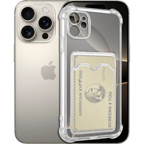 Transparent iPhone 16 Skal med Korthållare och Kameraskydd - Extra Stöttåligt