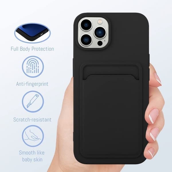 iPhone 15 Pro Max Gummibelagt Stødsikker Etui med Væske til kortrum Liquid