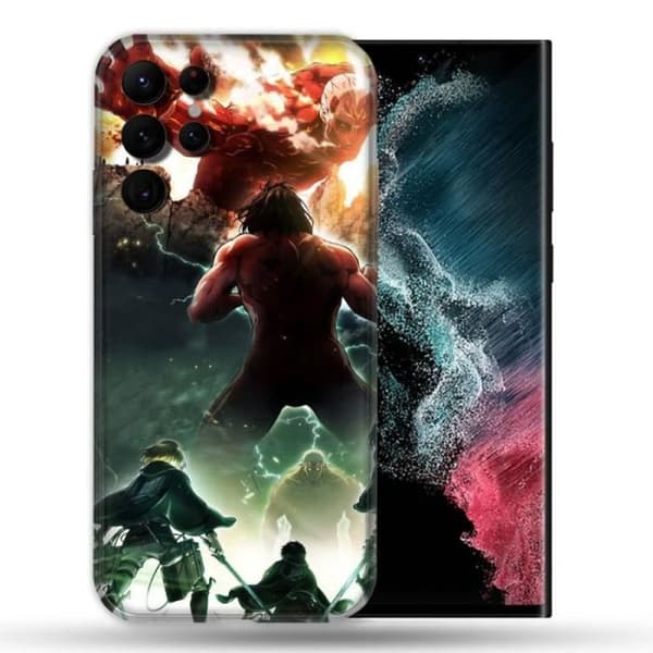 Fodral till Samsung Galaxy S22 Ultra Manga Attack Titans Fight en storlek