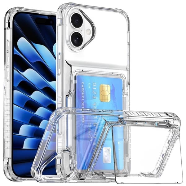 iPhone 16 Plus Transparent skal med korthållare
