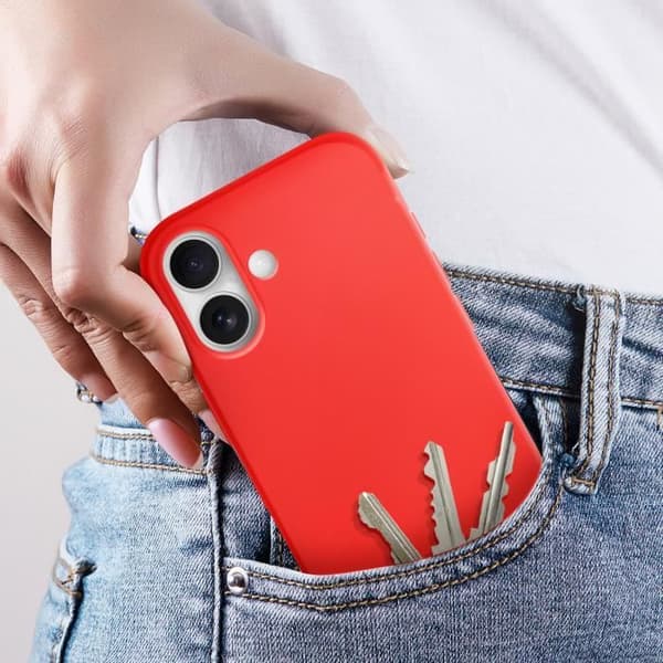 Fodral till iPhone 16 Plus - AVIZAR - Fast Cover - Halvstyvt - Soft-touch - Anti-fingeravtryck Röd