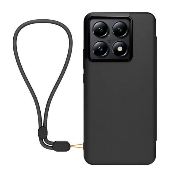 Fodral till Xiaomi 14T Pro Flip-plånbok med handledsrem Gjord för Xiaomi Black