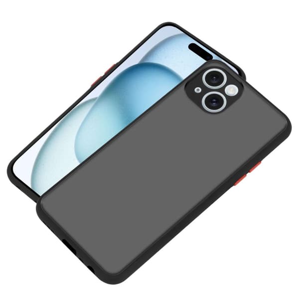 Deksel for iPhone 15 PLUS med TPU-silikon på innsiden og matt plast på baksiden