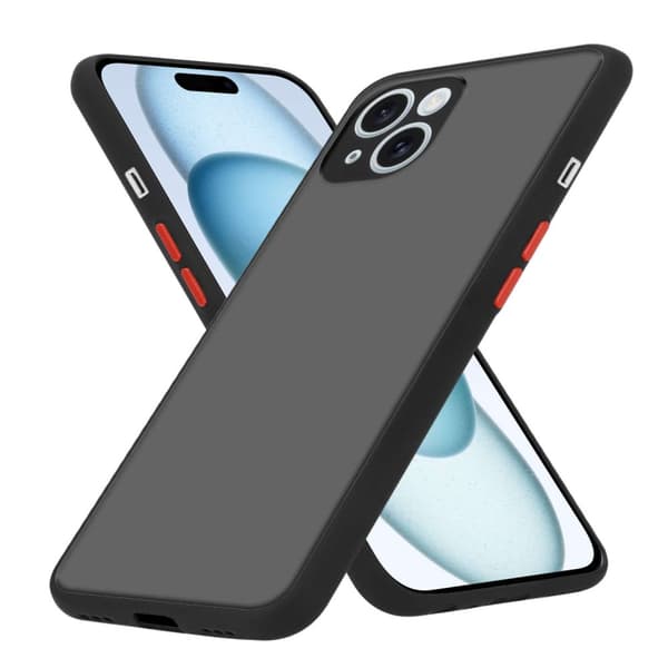 Deksel for iPhone 15 PLUS med TPU-silikon på innsiden og matt plast på baksiden
