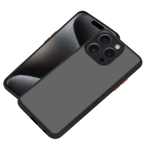 Deksel for iPhone 15 PRO med TPU-silikon på innsiden og matt plast på baksiden