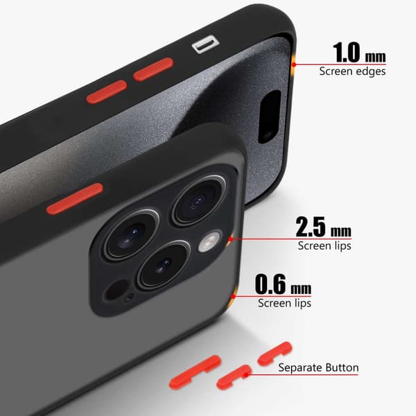Deksel for iPhone 15 PRO med TPU-silikon på innsiden og matt plast på baksiden