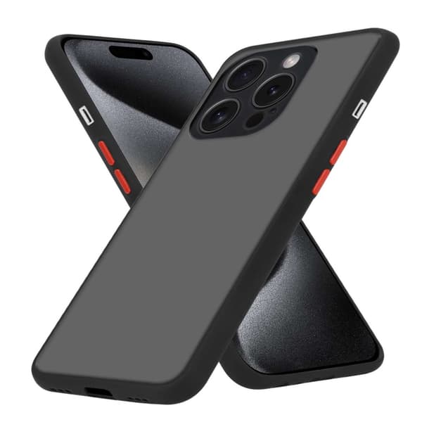 Deksel for iPhone 15 PRO med TPU-silikon på innsiden og matt plast på baksiden