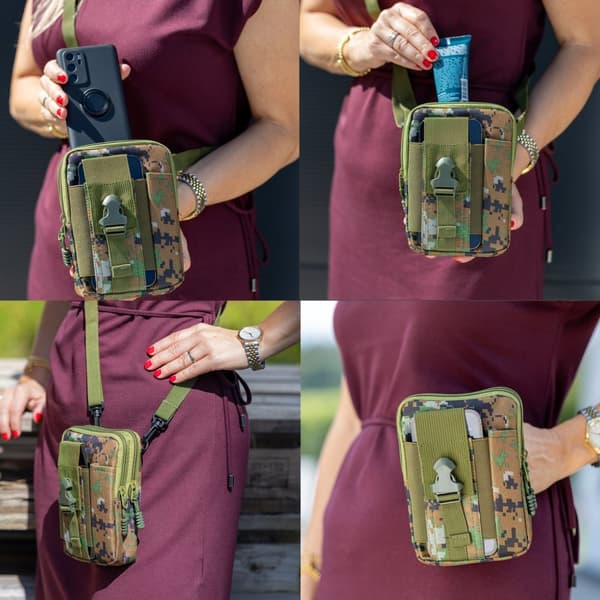 Samsung Galaxy XCover 5 Fodral Skal Taktisk mobilväska molle EDC väska med axelrem