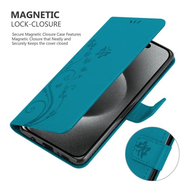 iPhone 16 PRO Skal Fodral i blomdesign Mobilskydd Case Cover med magnetisk stängning, ståfunktion och kortplatser