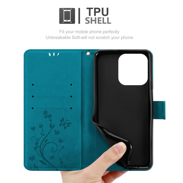 iPhone 16 PRO Skal Fodral i blomdesign Mobilskydd Case Cover med magnetisk stängning, ståfunktion och kortplatser