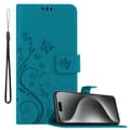 Miniatyrbild 1 av 7: iPhone 16 PRO Skal Fodral i blomdesign Mobilskydd Case Cover med magnetisk stängning, ståfunktion och kortplatser