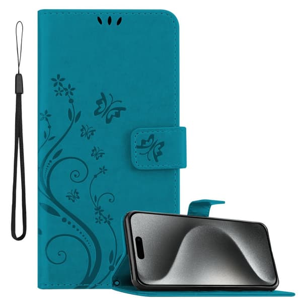 iPhone 16 PRO Skal Fodral i blomdesign Mobilskydd Case Cover med magnetisk stängning, ståfunktion och kortplatser