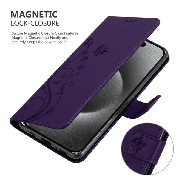 iPhone 16 PRO Skal Fodral i blomdesign Mobilskydd Case Cover med magnetisk stängning, ståfunktion och kortplatser