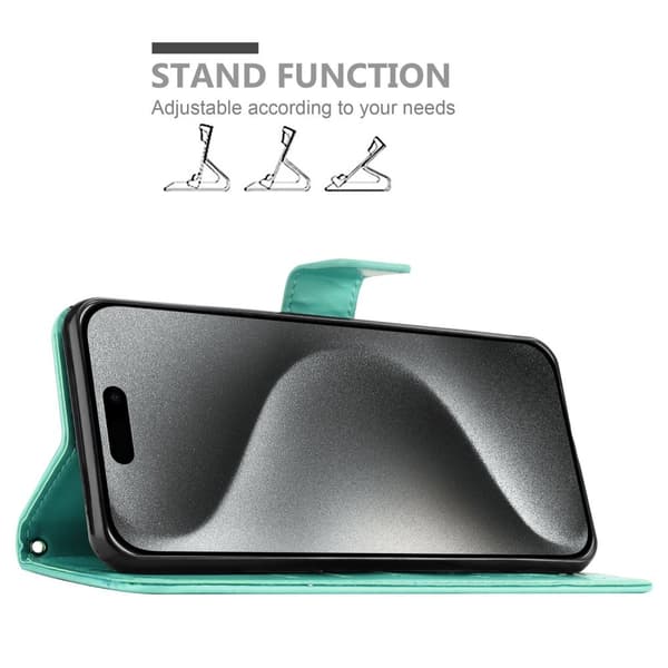 iPhone 16 PRO Skal Fodral i blomdesign Mobilskydd Case Cover med magnetisk stängning, ståfunktion och kortplatser
