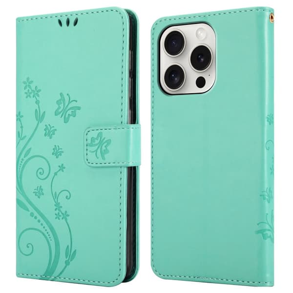 iPhone 16 PRO Skal Fodral i blomdesign Mobilskydd Case Cover med magnetisk stängning, ståfunktion och kortplatser