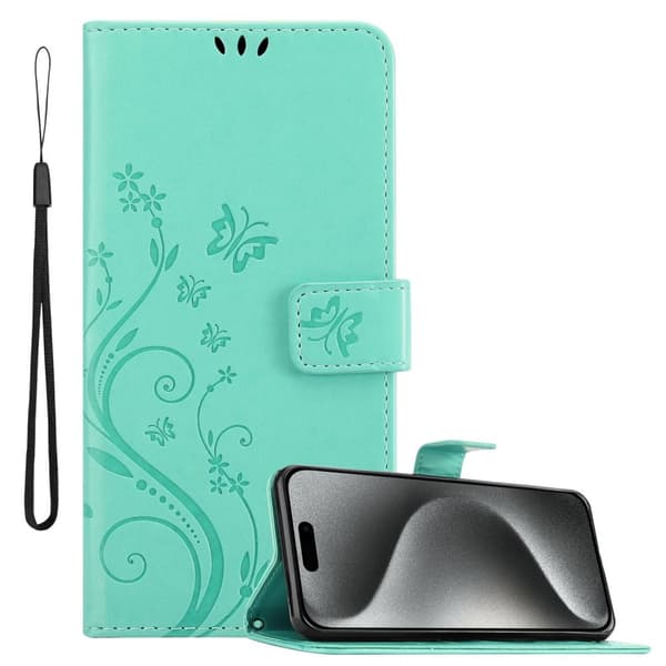 iPhone 16 PRO Skal Fodral i blomdesign Mobilskydd Case Cover med magnetisk stängning, ståfunktion och kortplatser