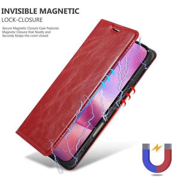 Lommebokdeksel til iPhone 16 PRO MAX Deksel med magnetisk lukking, stativfunksjon og kortlomme