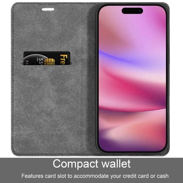 Lommebokdeksel til iPhone 16 PRO MAX Deksel med magnetisk lukking, stativfunksjon og kortlomme