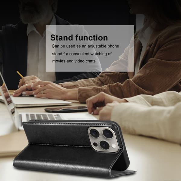 iPhone 16 PRO Fodral Skal Plånboksfodral Case med magnetisk stängning, ståfunktion och kortficka