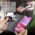 Miniatyrbild 3 av 8: iPhone 16 PRO Fodral Skal Plånboksfodral Case med magnetisk stängning, ståfunktion och kortficka