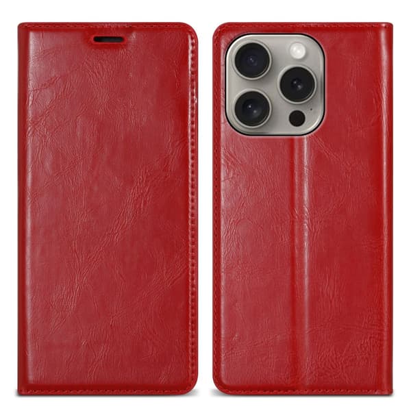 iPhone 16 PRO Fodral Skal Plånboksfodral Case med magnetisk stängning, ståfunktion och kortficka