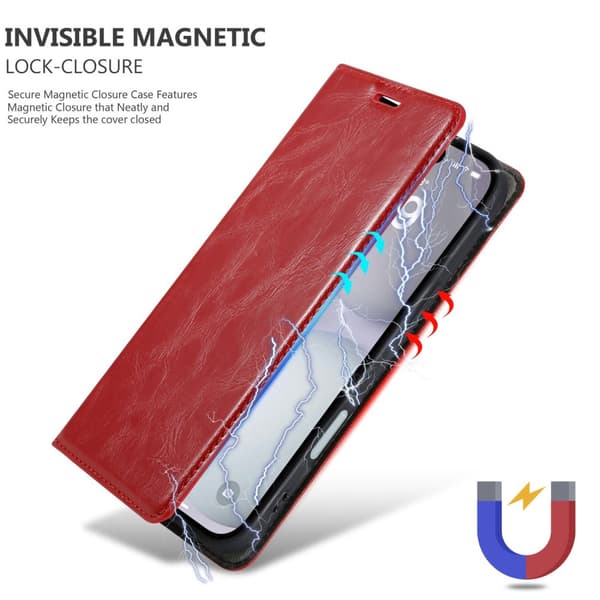 Lommebokdeksel til iPhone 16 Deksel med magnetisk lukking, stativfunksjon og kortlomme