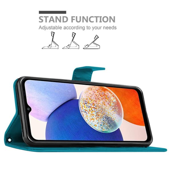 Deksel til Samsung Galaxy A14 4G / 5G / M14 Lommebokdeksel i blomster design med magnetisk lukking, stativfunksjon og kortplasser