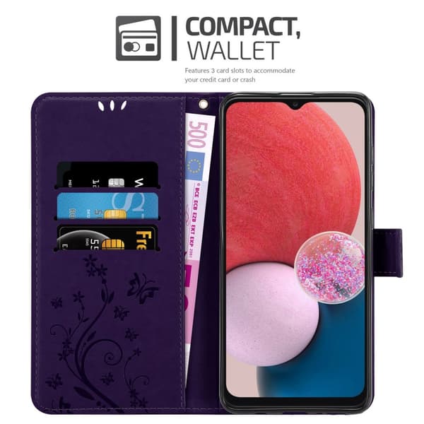 Samsung Galaxy A13 4G Skal Fodral i blomdesign Mobilskydd Case Cover med magnetisk stängning, ståfunktion och kortplatser