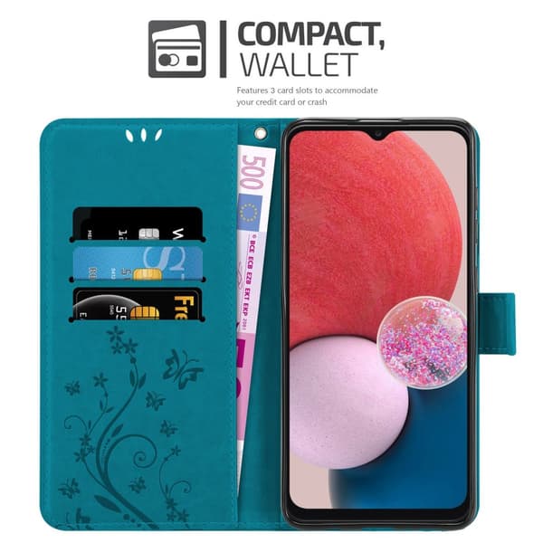 Samsung Galaxy A13 4G Skal Fodral i blomdesign Mobilskydd Case Cover med magnetisk stängning, ståfunktion och kortplatser