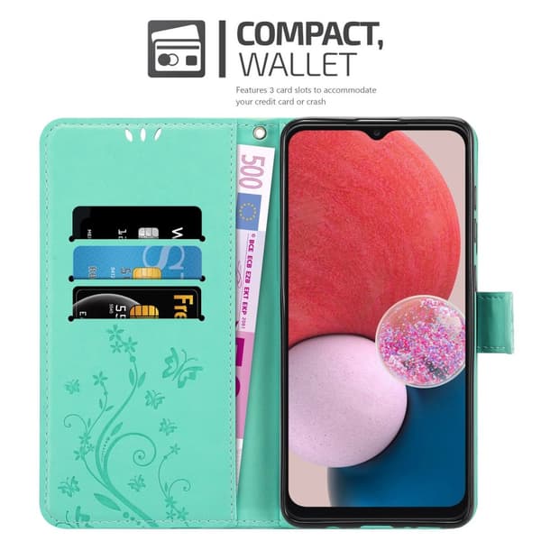 Samsung Galaxy A13 4G Skal Fodral i blomdesign Mobilskydd Case Cover med magnetisk stängning, ståfunktion och kortplatser
