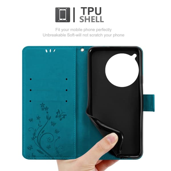 OnePlus 12R Skal Fodral i blomdesign Mobilskydd Case Cover med magnetisk stängning, ståfunktion och kortplatser