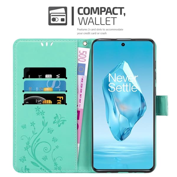 OnePlus 12R Skal Fodral i blomdesign Mobilskydd Case Cover med magnetisk stängning, ståfunktion och kortplatser